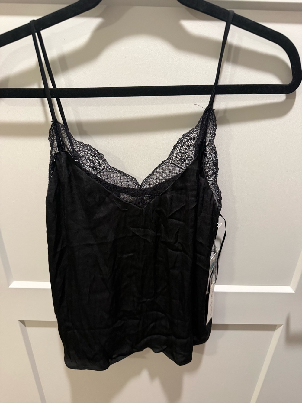 NWT Nine Britton Violet Lace Detail Blouse S Black Satin Cami Stitch Fix